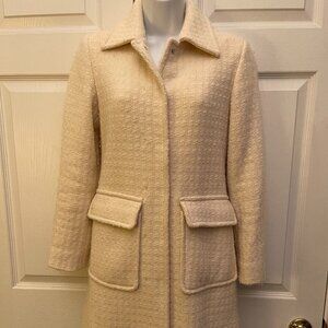 United Colors of Benetton Ivory Off White Cream Wool Blend Coat Italy 38/2